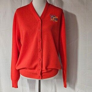 Vintage Talbott 60's Orange Regatta Button Front Lightweight Cardigan Sweater